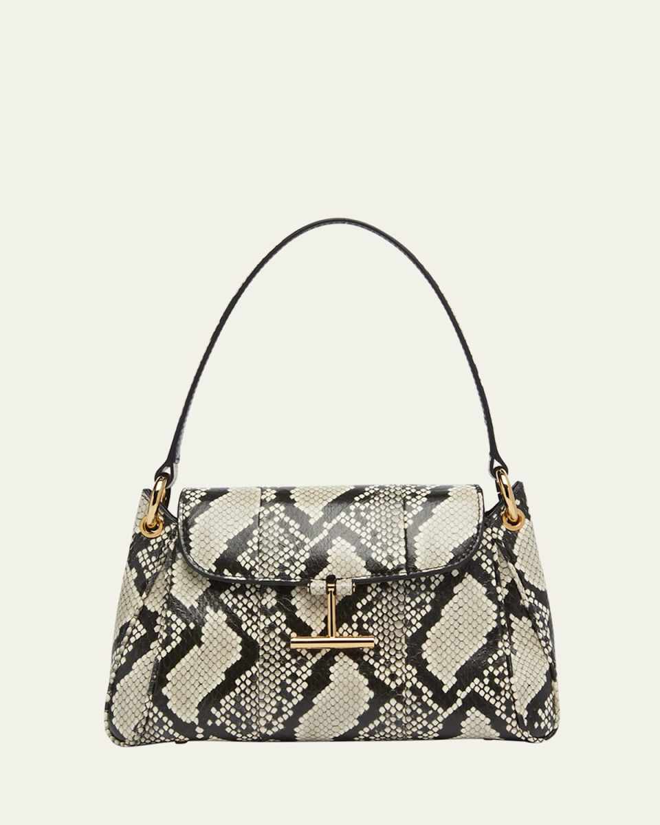 Tara Small Shoulder Bag in Python-Printed Leather
